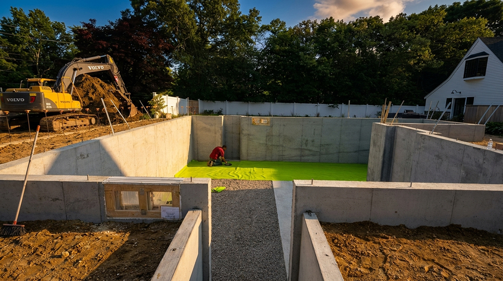Site work grading after foundation excavation