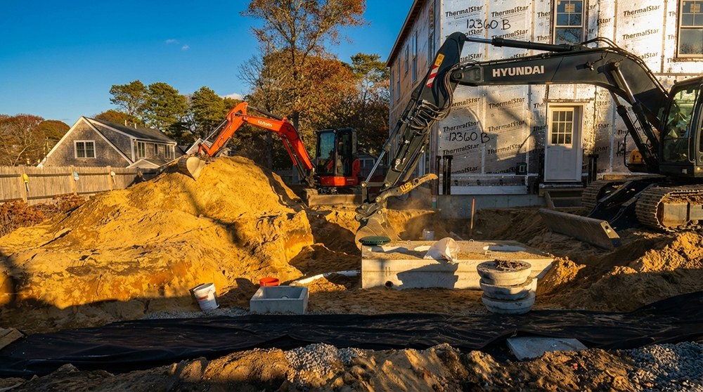 Septic tank installation on a residential property
