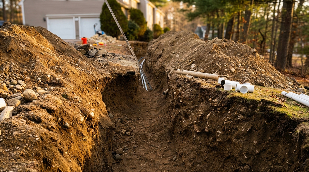 Sewer line installation and site work